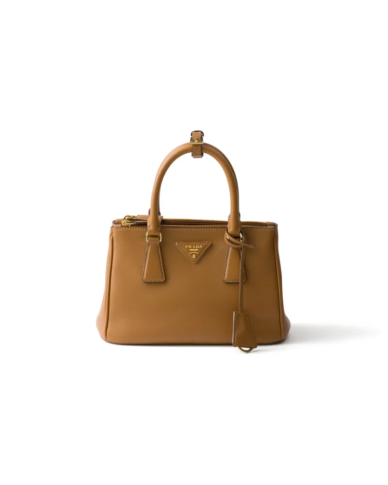 Prada Kleine  Galleria Tasche Aus Leder, Damen, Karamell Karamell