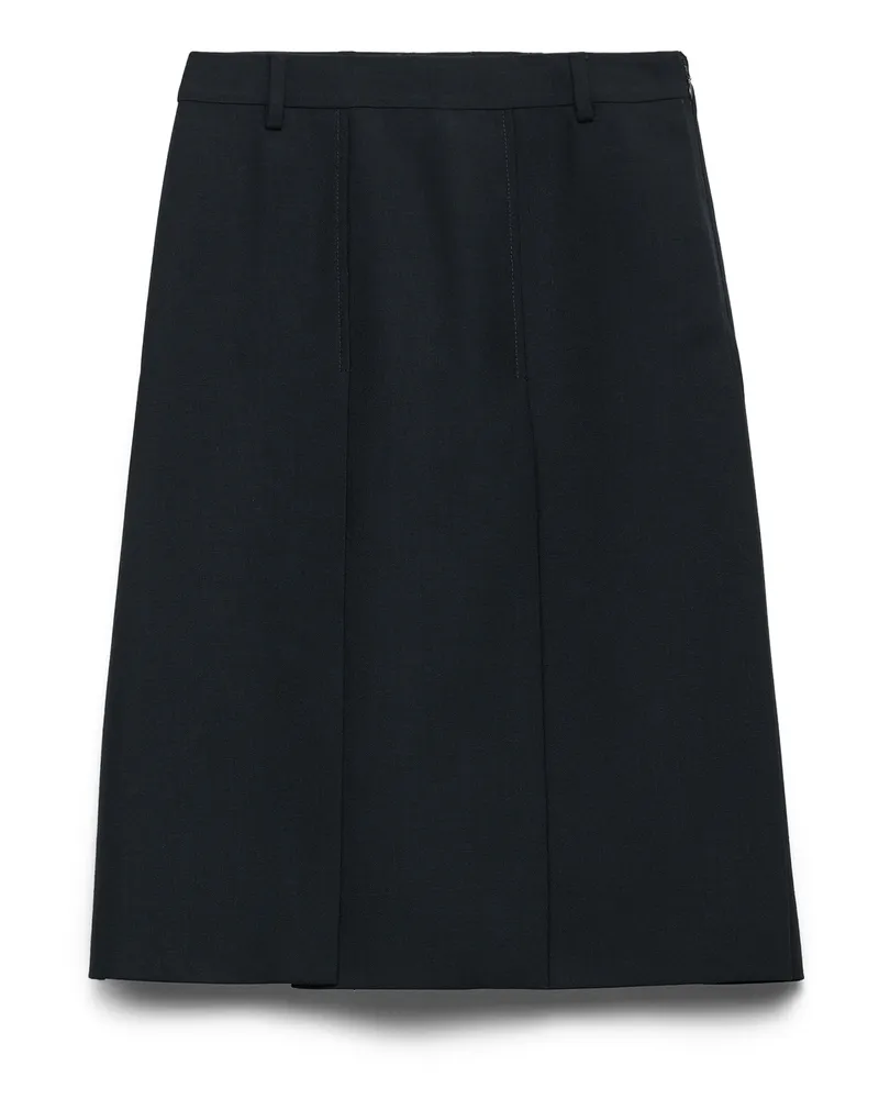 Prada Hopsack-rock Aus Wolle, Damen, Blau, Größe Blau