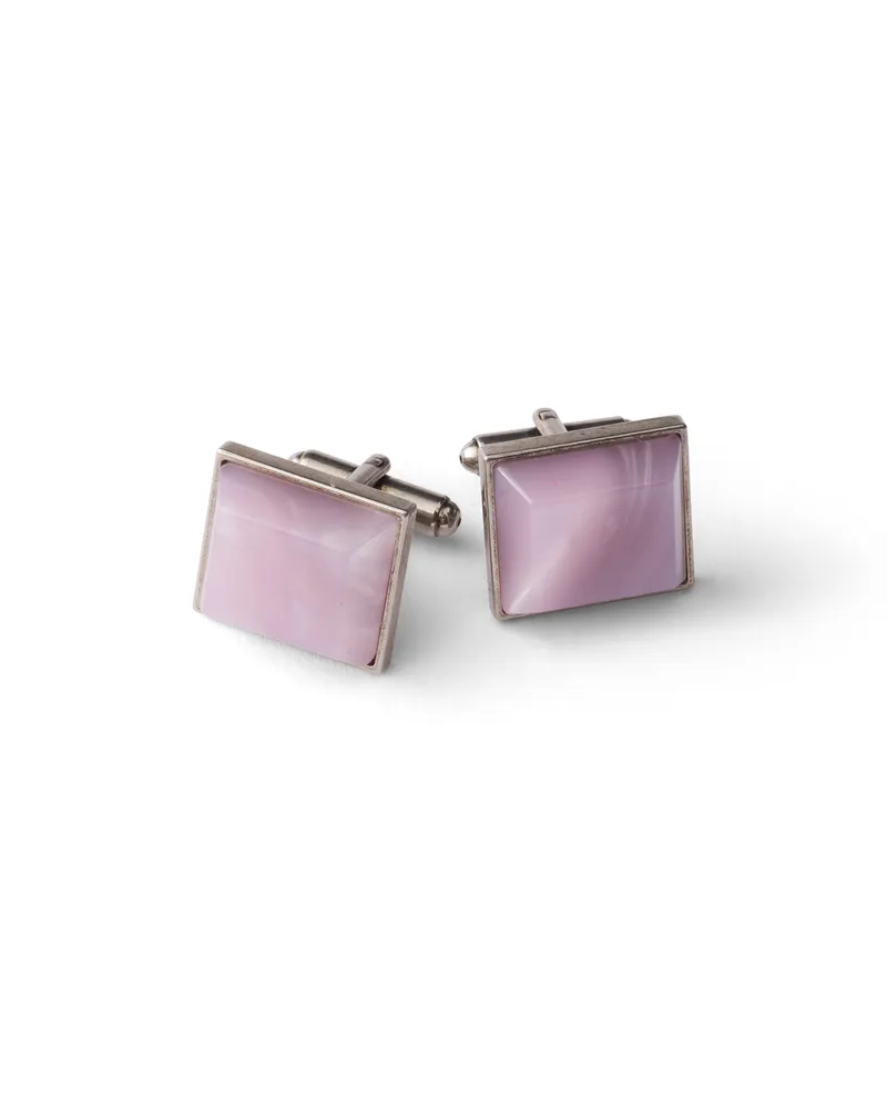 Prada Manschettenknöpfe Aus Metall Und Halbedelstein, Damen, Rose Quartz Rose