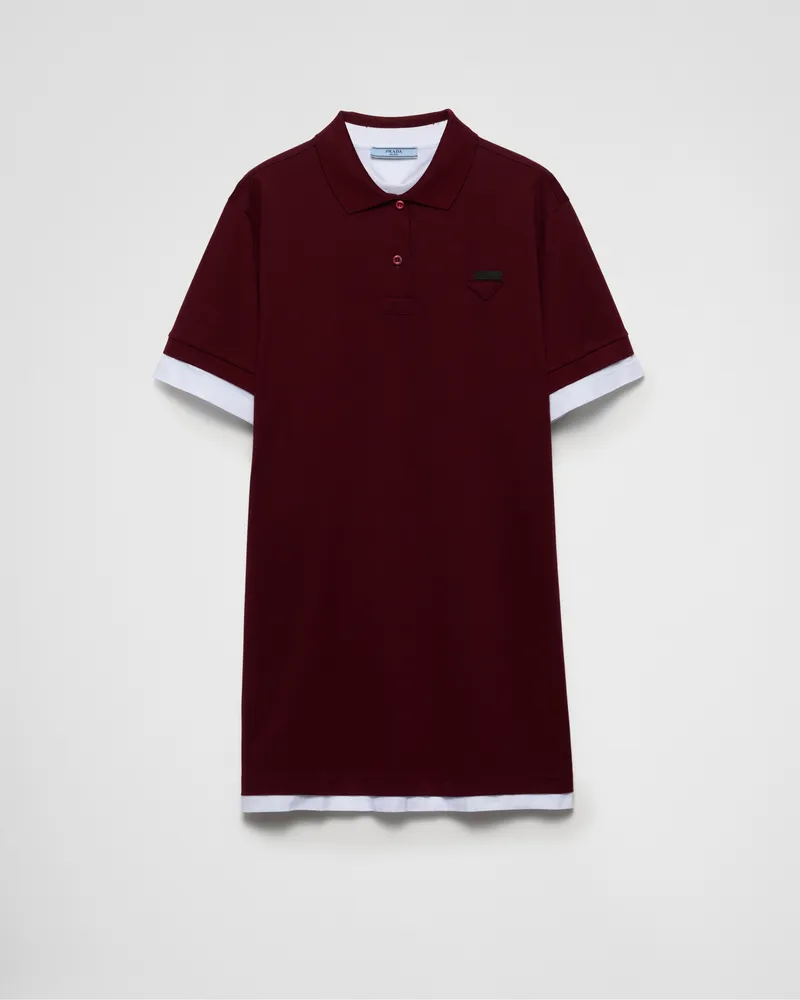 Prada Kleid aus Piqué und Jersey Granat