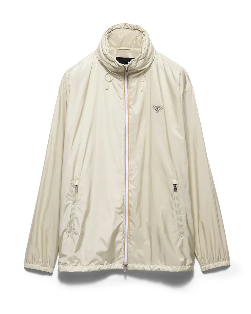 Prada Jacke Aus Re-nylon, Herren, Kalkweiß/kamelfarben, Größe Kalkweiß