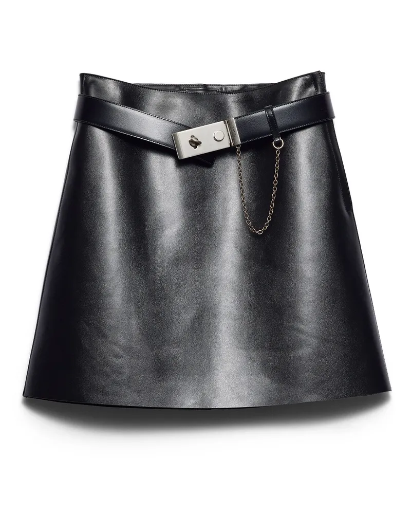 Prada Minirock Aus Leder, Damen, Schwarz, Größe Schwarz