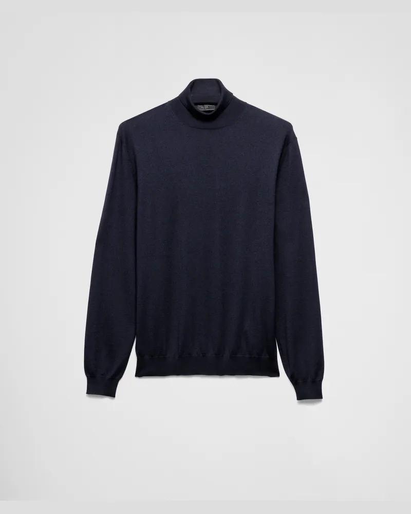 Prada Rollkragenpullover aus Kaschmir und Seide Blau