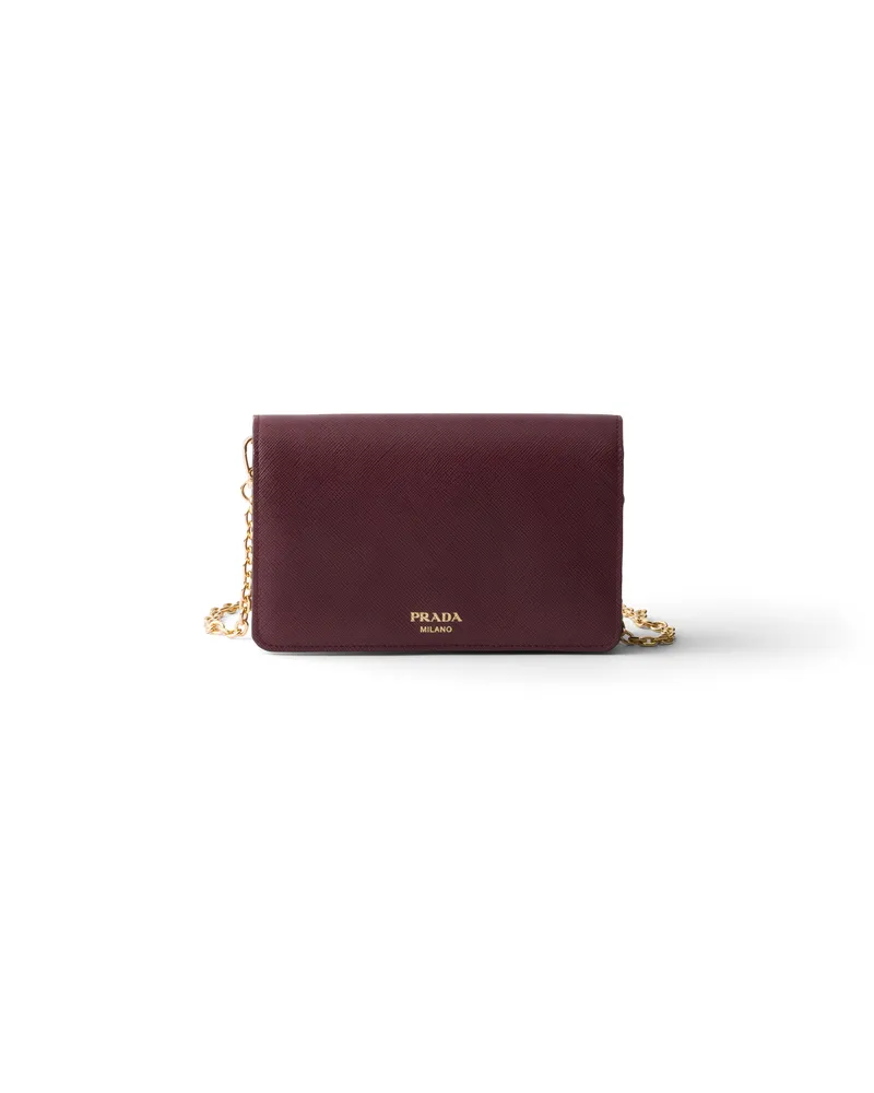 Prada Mini Bag Aus Saffiano-leder, Damen, Burgundy Burgundy