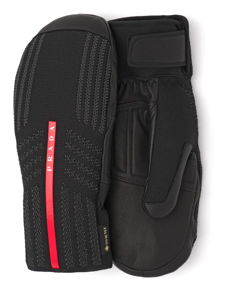 Prada Skifäustlinge Aus Gore-tex, Leder Und Strick, Herren, Schwarz, Größe 6 Schwarz