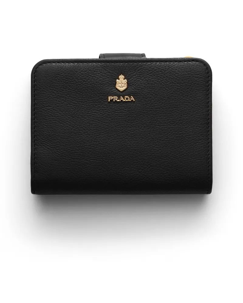 Prada Kleine Geldbörse Aus Leder, Damen, Schwarz Schwarz