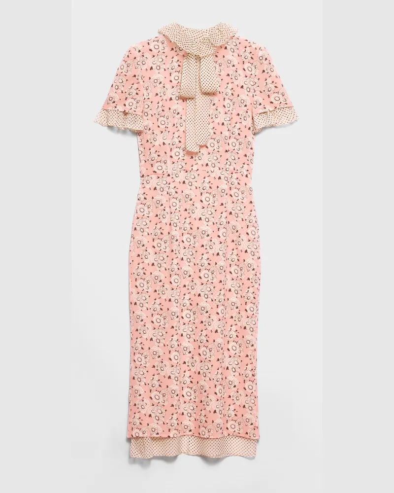 Prada Bedrucktes Kleid aus Stretch-Georgette Kamelie