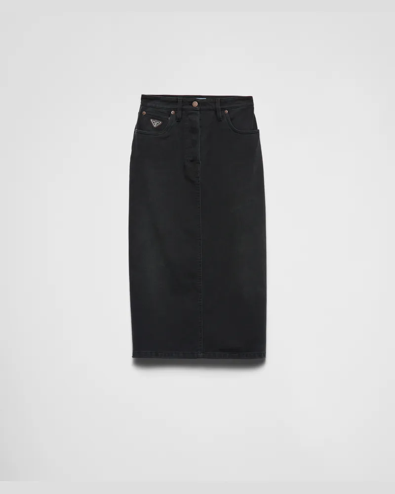 Prada Midirock aus Denim Schwarz