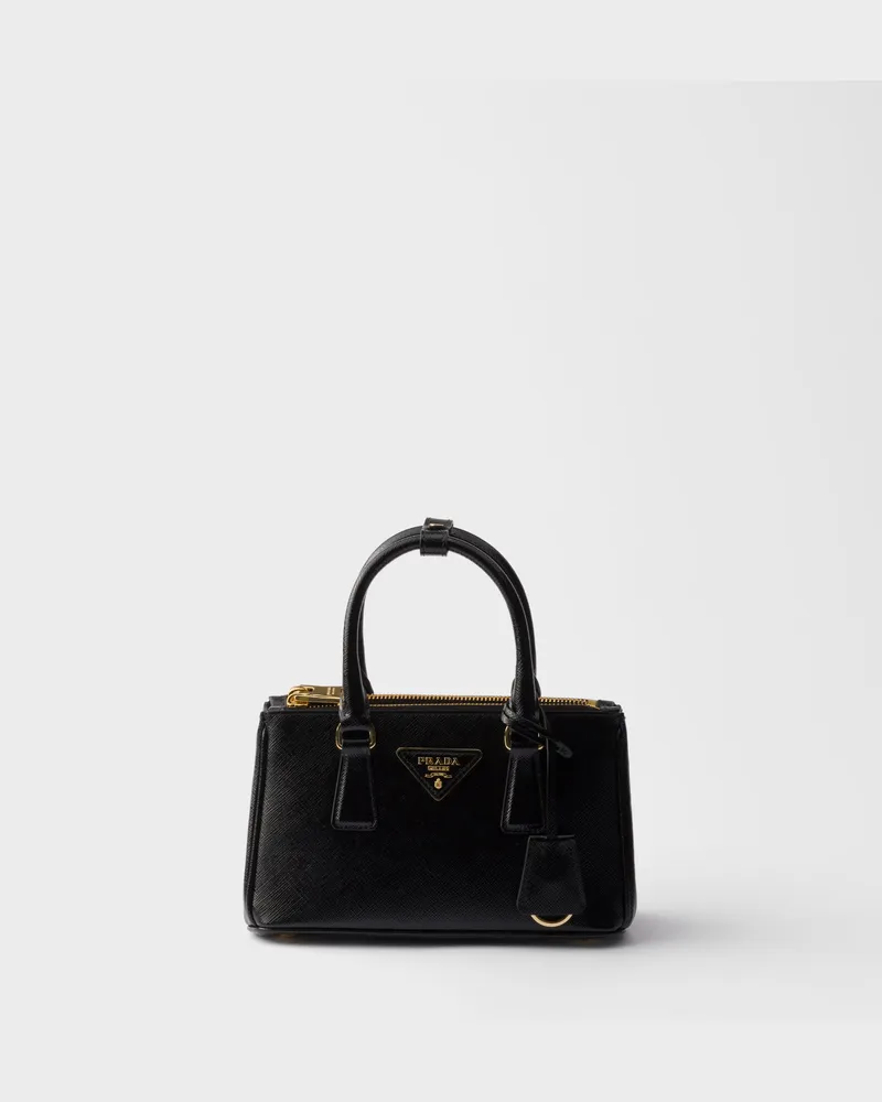 Prada Galleria Mini Bag aus Saffiano-Leder Schwarz