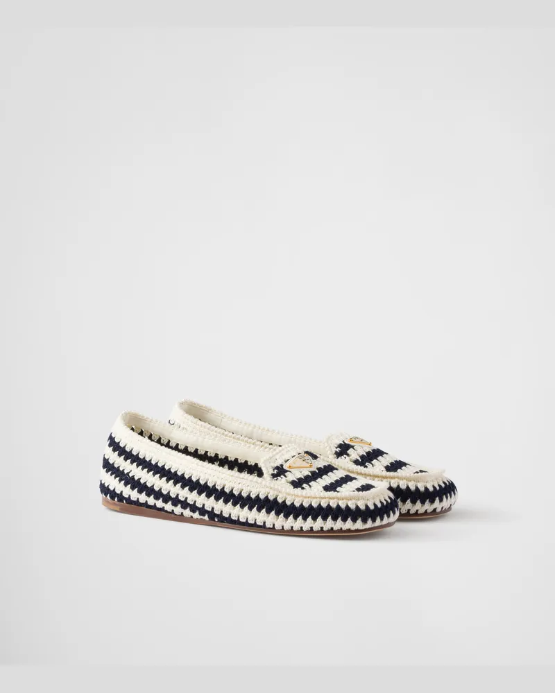 Prada Gehäkelte Loafer Blau