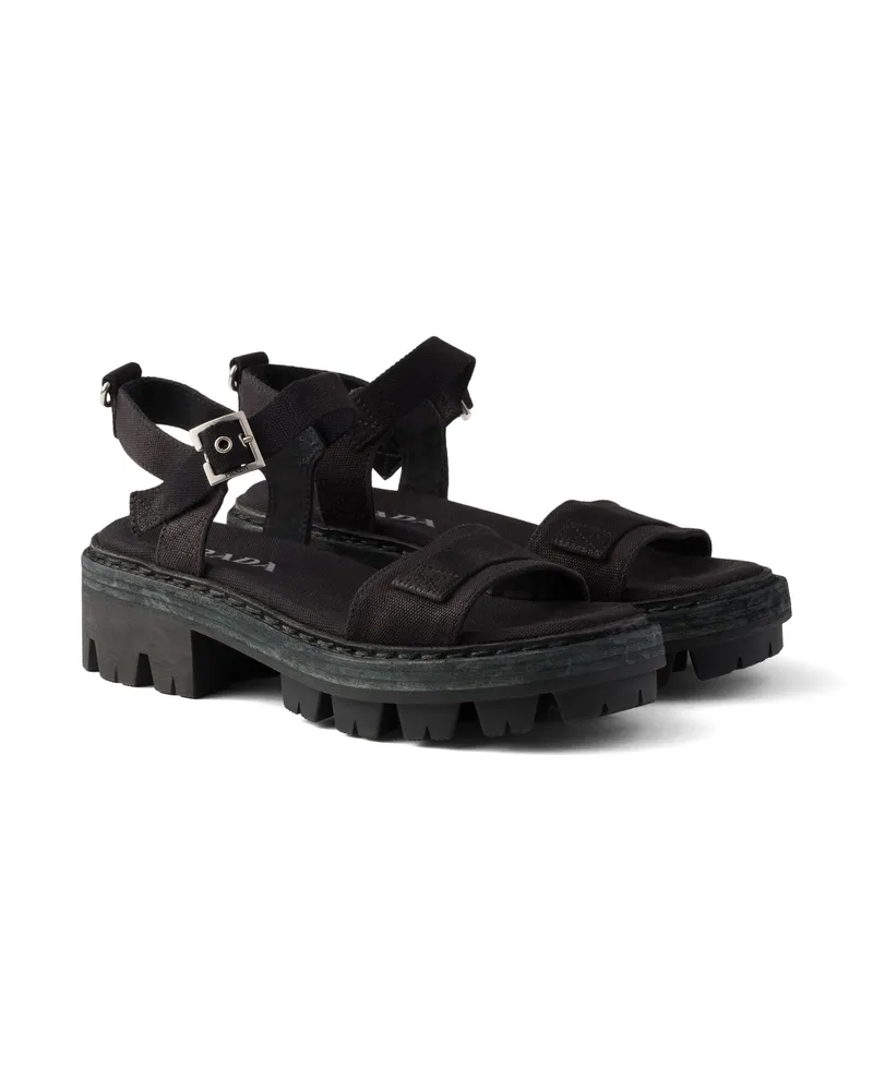 Prada Sandalen Aus Canvas, Damen, Schwarz, Größe Schwarz