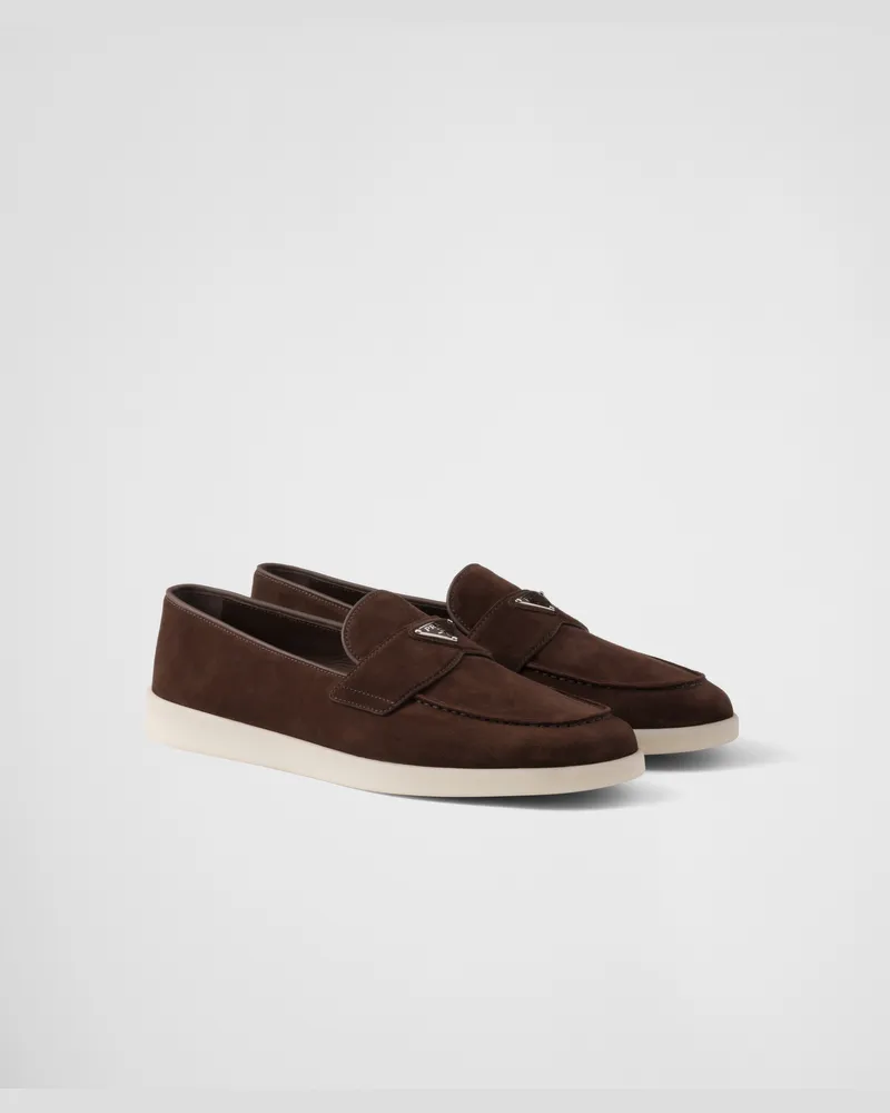 Prada Loafer aus Wildleder Dunkelbraun