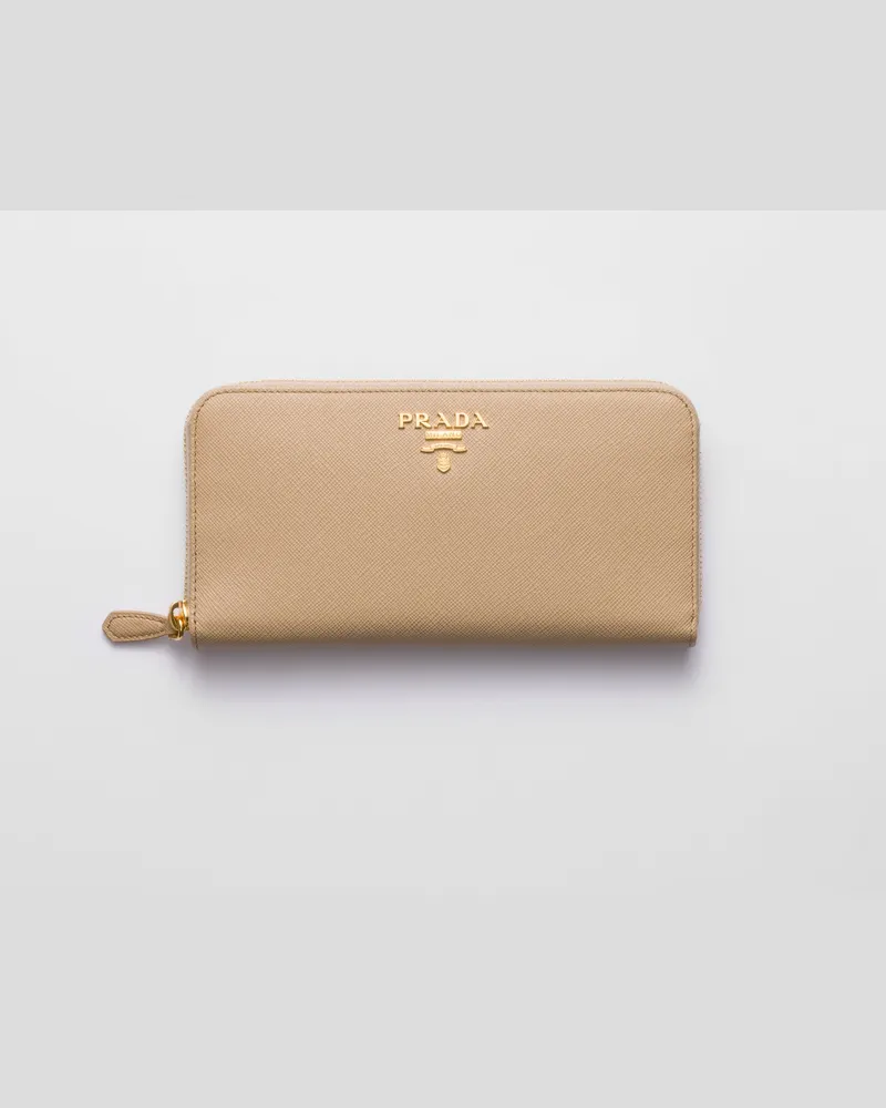 Prada Große Geldbörse aus Saffiano-Leder Sandbeige