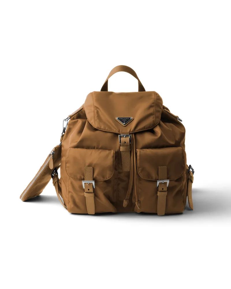 Prada Mittelgroßer Rucksack Aus Re-nylon, Damen, Brandy Brandy