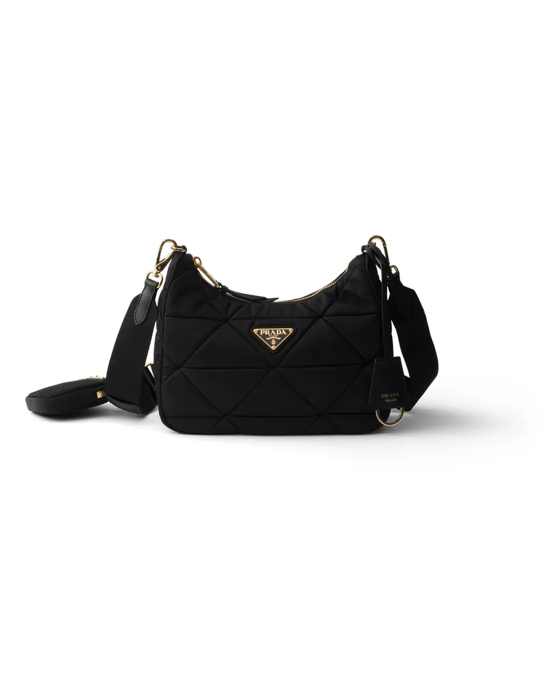 Prada Gesteppte Schultertasche Aus Re-nylon, Damen, Schwarz Schwarz