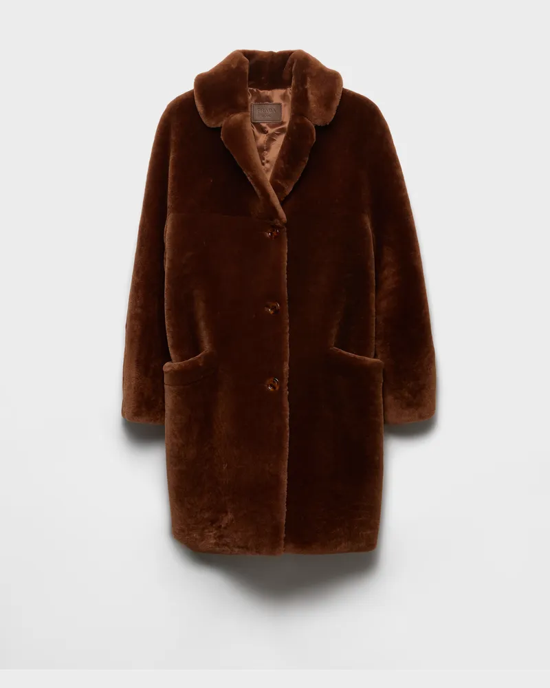 Prada Mantel aus Lammfell Cognac