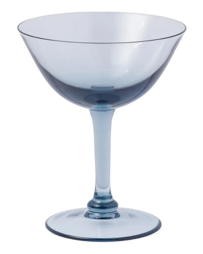 Prada Set Mit Zwei Champagner-coupe-gläsern Aus Kristall – New York, , Meerblau Meerblau