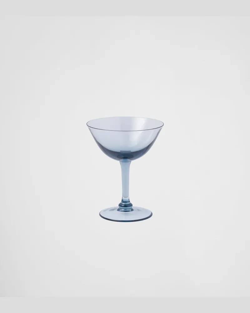 Prada Set mit zwei Champagner-Coupe-Gläsern aus Kristall – New York Meerblau