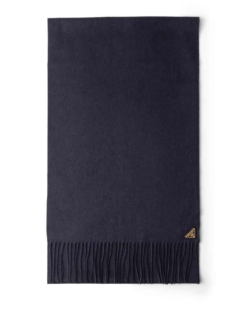Prada Schal Aus Seide Und Kaschmir, Damen, Blau Blau