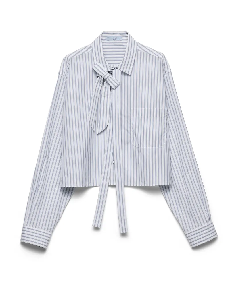 Prada Gestreiftes Hemd Aus Popeline, Damen, Astralblau, Größe Astralblau