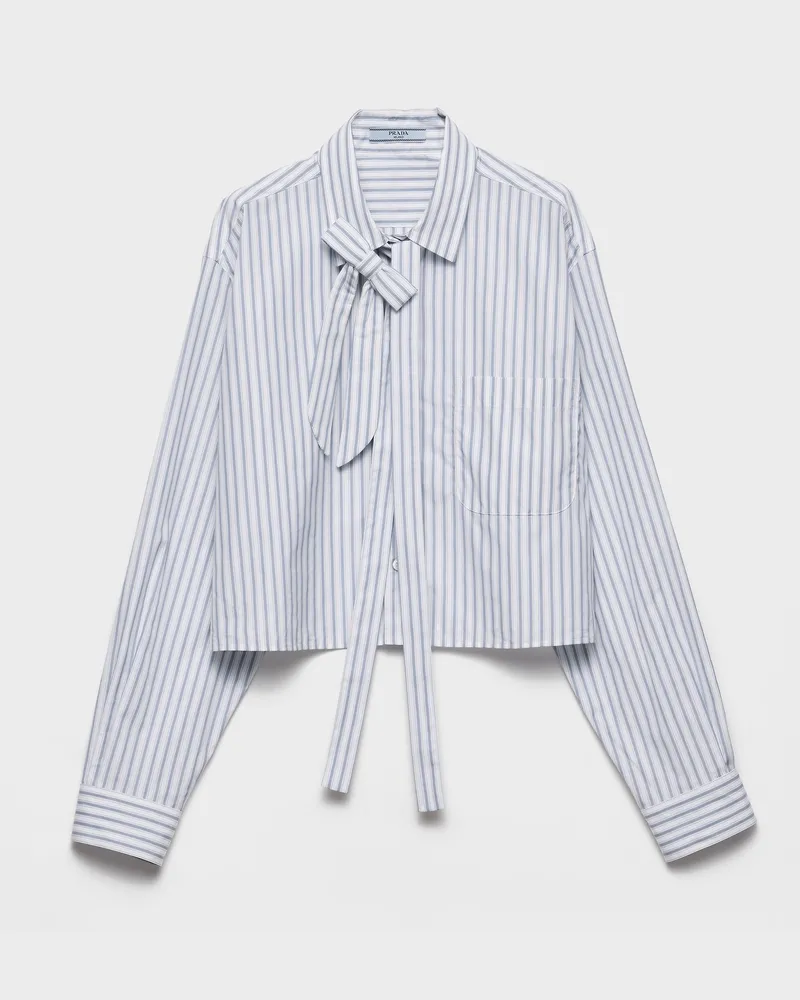 Prada Gestreiftes Hemd aus Popeline Astralblau