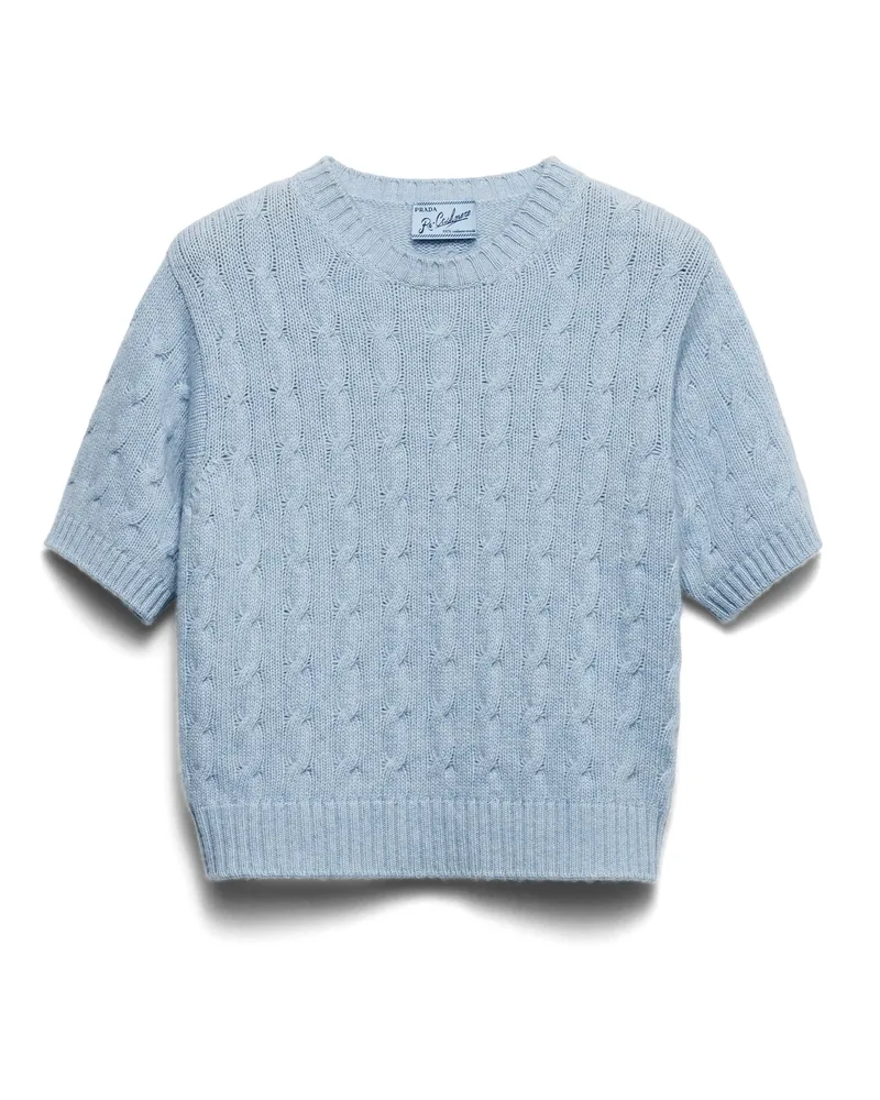 Prada Pullover Aus Re-kaschmir Mit Zopfmuster, Damen, Saphirblau, Größe Saphirblau