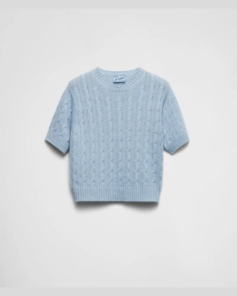 Prada Pullover aus Re-Kaschmir mit Zopfmuster Saphirblau