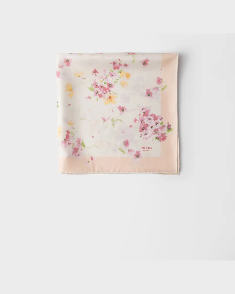Prada Schal aus Seidentwill mit Print, 55 x 55 cm Begonie