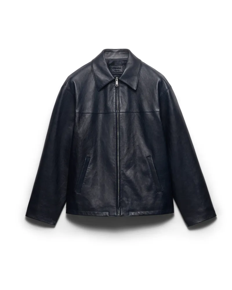 Prada Jacke Aus Nappa-leder, Herren, Blau, Größe Blau