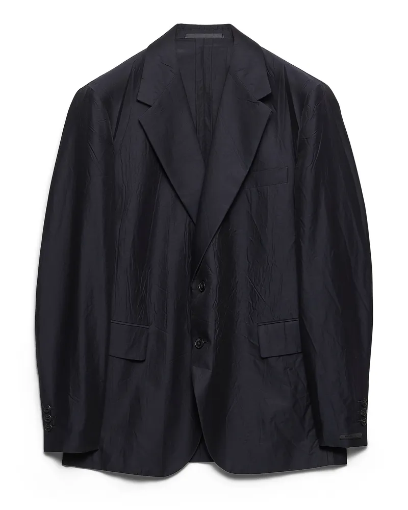 Prada Einreihige Jacke Aus Baumwolle Und Seide, Herren, Blau, Größe Blau