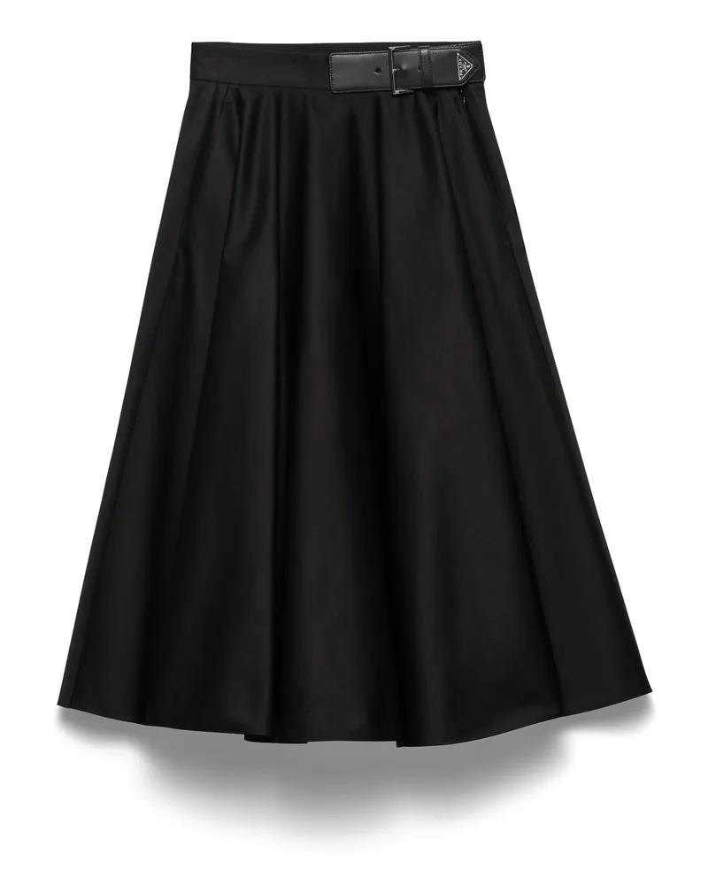Prada Chino-tellerrock In Midi-länge, Damen, Schwarz, Größe Schwarz