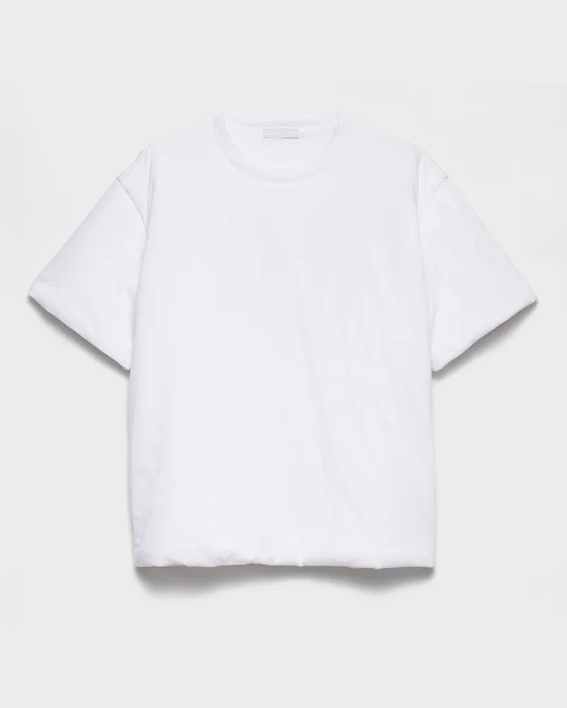 Prada Gepolstertes T-Shirt aus Baumwolle Weiss