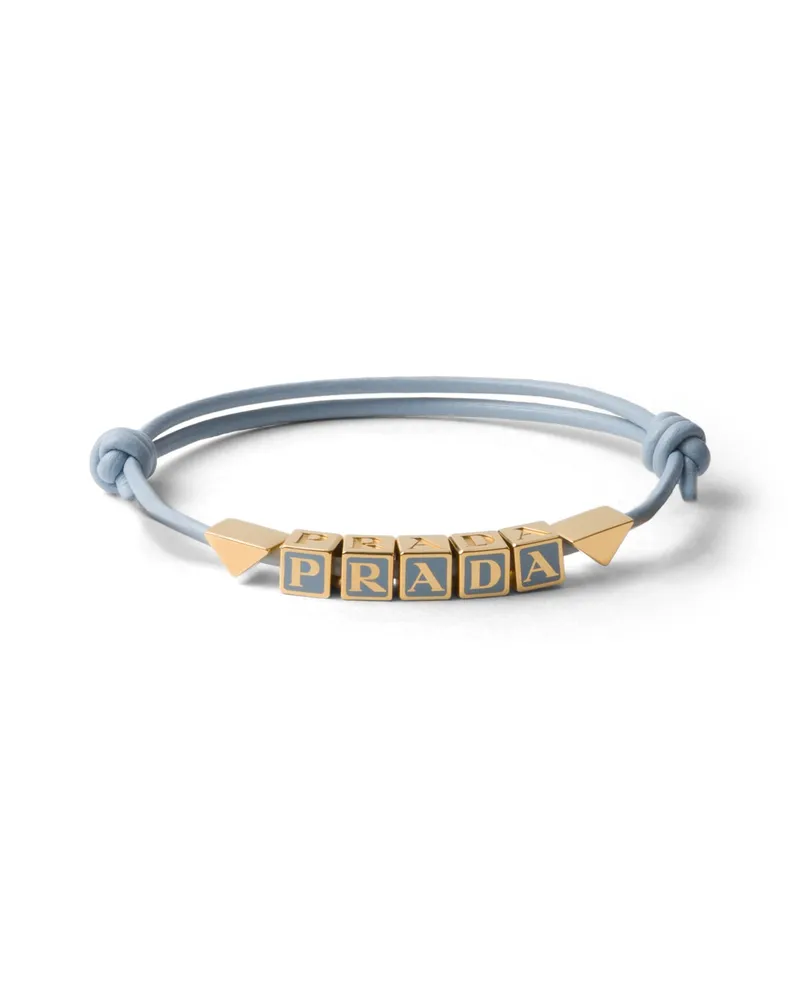 Prada Armband Aus Nappa-leder, Damen, Hellblau Hellblau