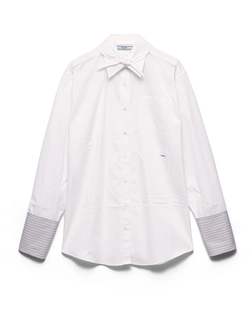Prada Hemd Aus Popeline, Damen, Weiss, Größe Weiss