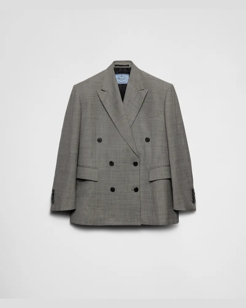 Prada Doppelreihige Jacke aus Grisaille Schiefergrau