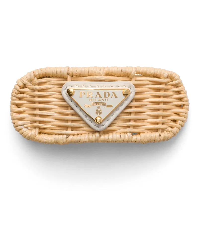 Prada Haarspange Aus Korbgeflecht, Damen, Hellbraun/weiss Hellbraun