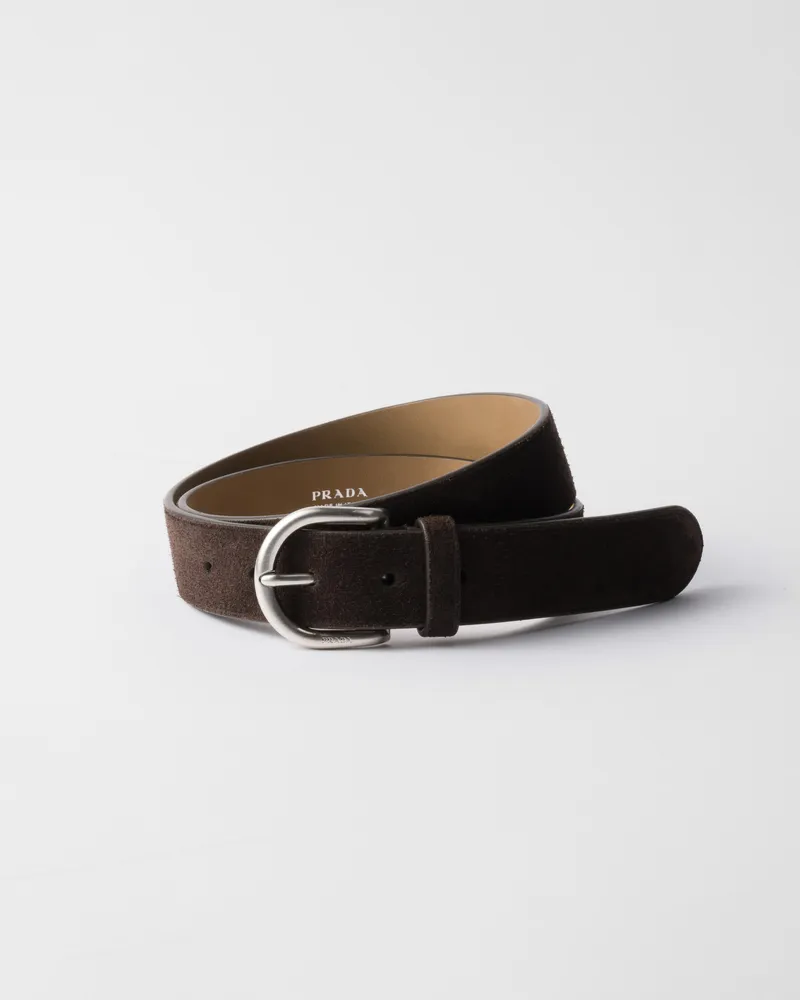 Prada Gürtel aus Wildleder Dunkelbraun