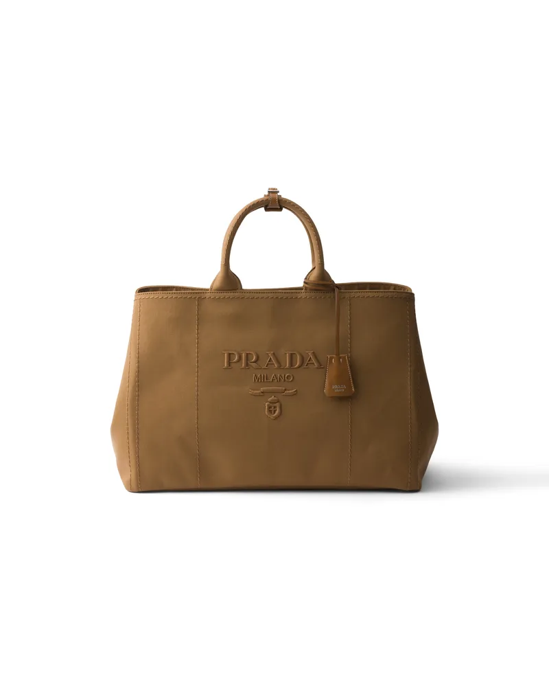Prada Jardinière Extragroße Tote Bag Aus Canvas, Herren, Tabak Tabak