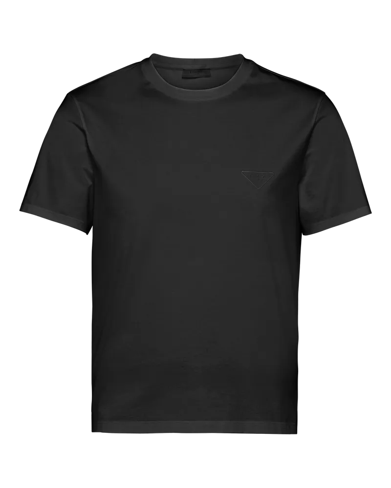 Prada T-Shirt aus Stretch-Baumwolle Schwarz