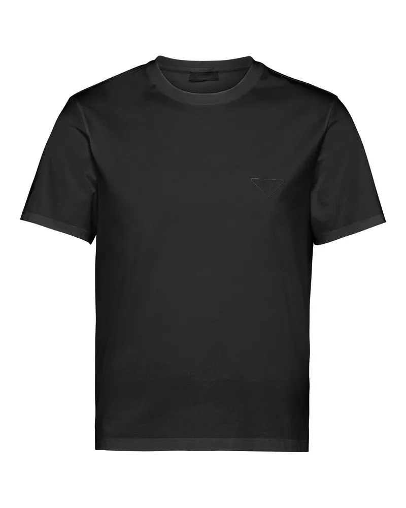 Prada T-shirt Aus Stretch-baumwolle, Herren, Schwarz, Größe Schwarz