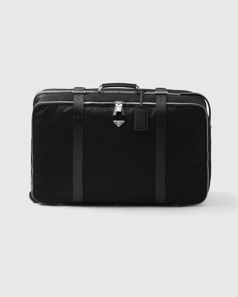 Prada Koffer aus Re-Nylon und Saffiano-Leder Schwarz