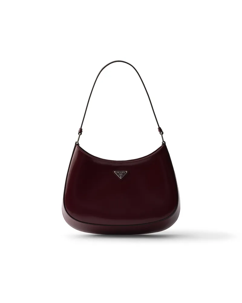 Prada Cleo Schultertasche Gebürstetes Leder, Damen, Bordeaux Bordeaux