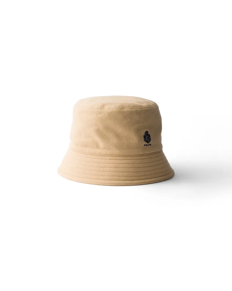Prada Alter Fischerhut Aus Piqué, Herren, Wüstenbeige, Größe Wüstenbeige