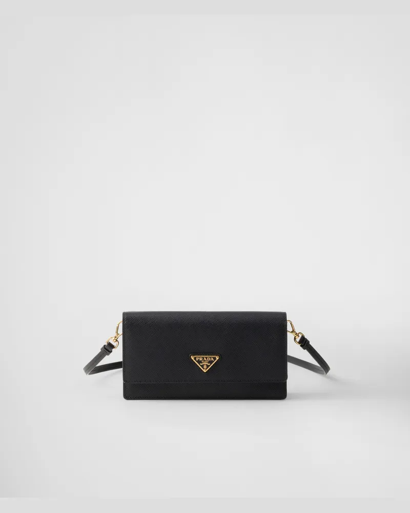 Prada Mini Bag Aus Saffiano-leder, Damen, Schwarz Schwarz