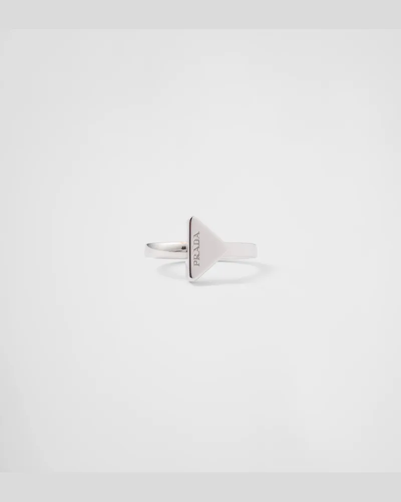 Prada Ring aus Metall Stahlgrau