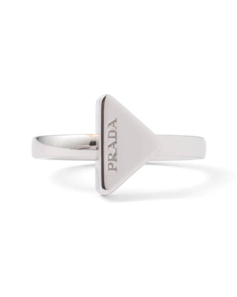 Prada Ring Aus Metall, Damen, Stahlgrau, Größe 9 Stahlgrau