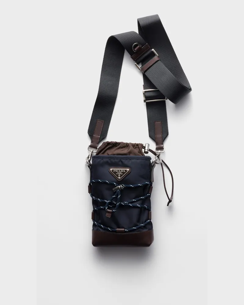 Prada Speedrock Smartphone-Hülle aus Re-Nylon und Leder Blau