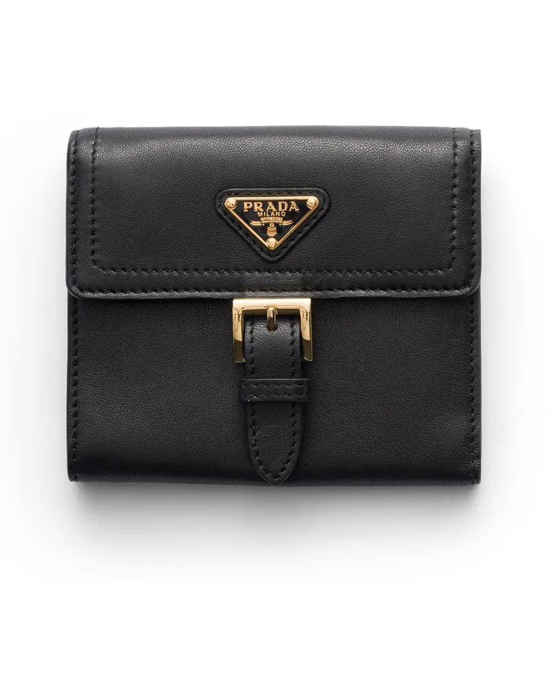 Prada Kleine Geldbörse Aus Nappa-leder, Damen, Schwarz Schwarz
