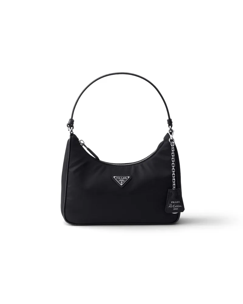 Prada Re-edition 2005 Mini Bag Aus Re-nylon , Damen, Schwarz Schwarz