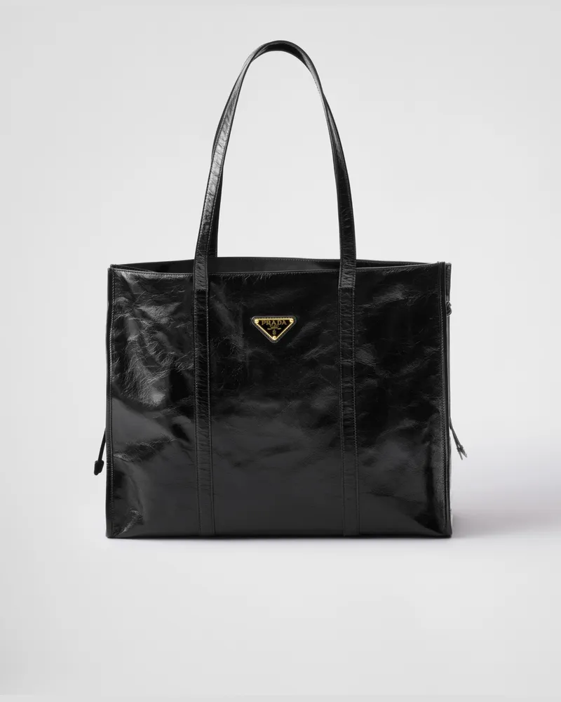 Prada Große Tote Bag aus Leder Schwarz